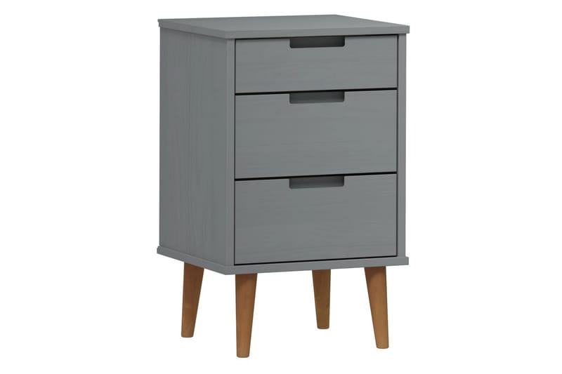 beBasic Sängbord grå 40x35x65 cm massiv furu - Grey - Möbler - Bord & matgrupper - Avlastningsbord - Sängbord & nattduksbord