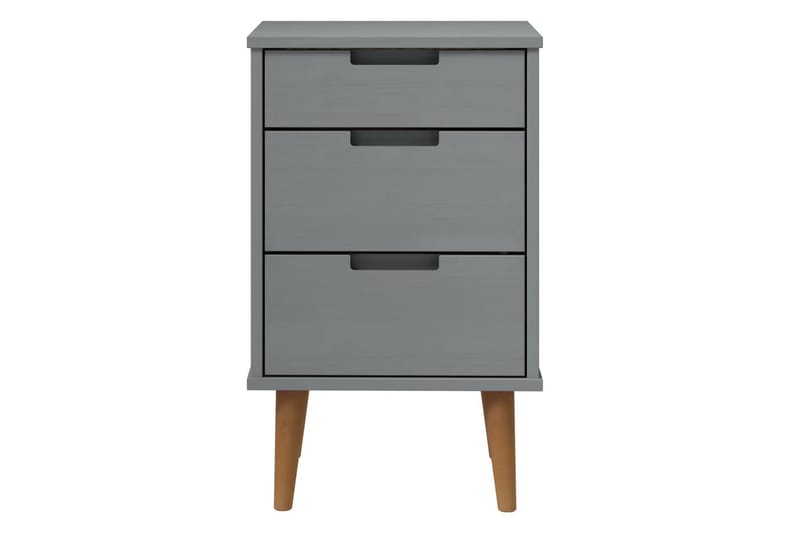 beBasic Sängbord grå 40x35x65 cm massiv furu - Grey - Möbler - Bord & matgrupper - Avlastningsbord - Sängbord & nattduksbord