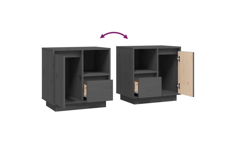 beBasic Sängbord grå 50x34x50cm massiv furu - Grey - Möbler - Bord & matgrupper - Avlastningsbord - Sängbord & nattduksbord