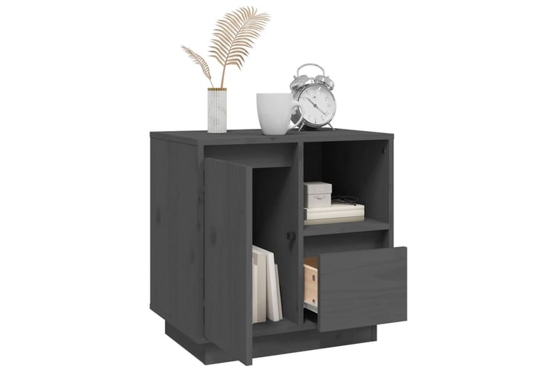beBasic Sängbord grå 50x34x50cm massiv furu - Grey - Möbler - Bord & matgrupper - Avlastningsbord - Sängbord & nattduksbord