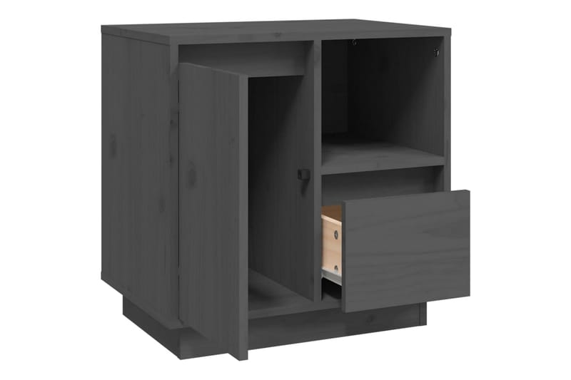 beBasic Sängbord grå 50x34x50cm massiv furu - Grey - Möbler - Bord & matgrupper - Avlastningsbord - Sängbord & nattduksbord