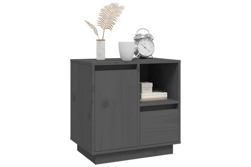 beBasic Sängbord grå 50x34x50cm massiv furu - Grey - Möbler - Bord & matgrupper - Avlastningsbord - Sängbord & nattduksbord