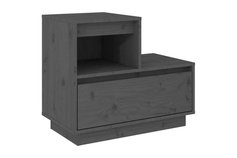 beBasic Sängbord grå 60x34x51 cm massiv furu - Grey - Sängbord & nattduksbord