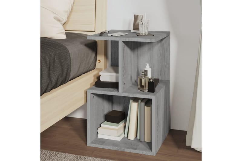 beBasic Sängbord grå sonoma 35x35x55 cm konstruerat trä - Grey - Möbler - Bord & matgrupper - Avlastningsbord - Sängbord & nattduksbord