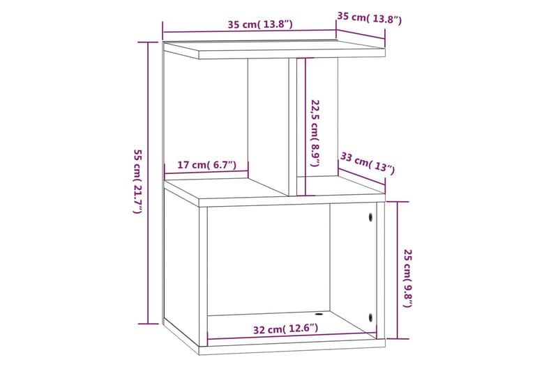 beBasic Sängbord grå sonoma 35x35x55 cm konstruerat trä - Grey - Möbler - Bord & matgrupper - Avlastningsbord - Sängbord & nattduksbord