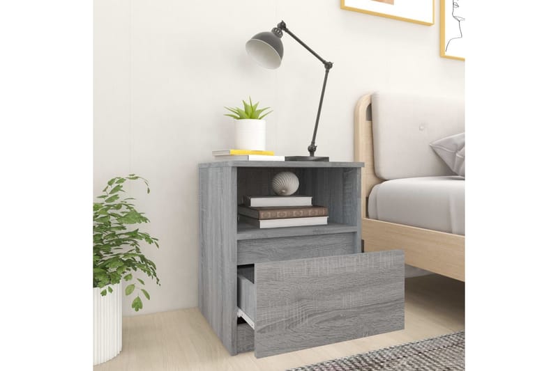 beBasic Sängbord grå sonoma 40x40x50 cm konstruerat trä - Grey - Sängbord & nattduksbord