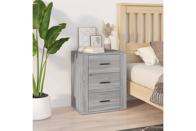 beBasic Sängbord Grå Sonoma 50x36x60 cm konstruerat trä - Grey - Möbler - Bord & matgrupper - Avlastningsbord - Sängbord & nattduksbord