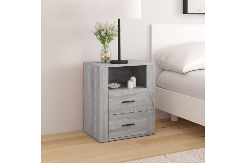 beBasic Sängbord Grå Sonoma 50x36x60 cm konstruerat trä - Grey - Möbler - Bord & matgrupper - Avlastningsbord - Sängbord & nattduksbord