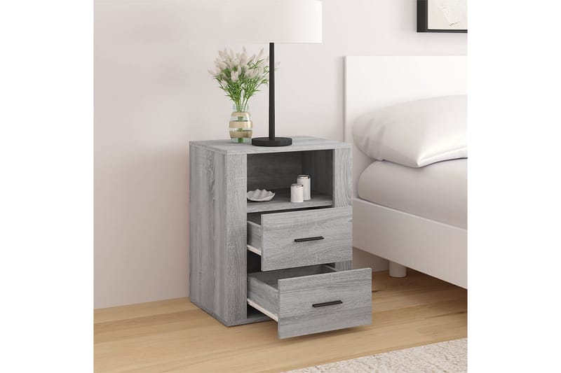 beBasic Sängbord Grå Sonoma 50x36x60 cm konstruerat trä - Grey - Möbler - Bord & matgrupper - Avlastningsbord - Sängbord & nattduksbord