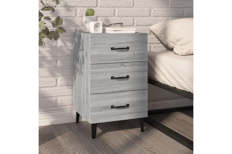 beBasic Sängbord grå sonoma-ek 40x40x66 cm konstruerat trä - Grey - Möbler - Bord & matgrupper - Avlastningsbord - Sängbord & nattduksbord