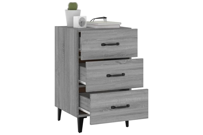 beBasic Sängbord grå sonoma-ek 40x40x66 cm konstruerat trä - Grey - Möbler - Bord & matgrupper - Avlastningsbord - Sängbord & nattduksbord