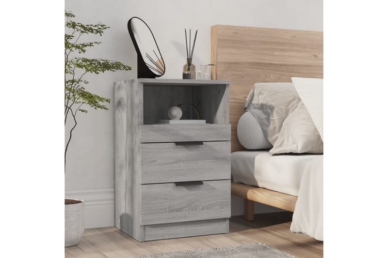 beBasic Sängbord grå sonoma konstruerat trä - Grey - Sängbord & nattduksbord