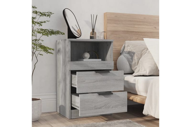 beBasic Sängbord grå sonoma konstruerat trä - Grey - Möbler - Bord & matgrupper - Avlastningsbord - Sängbord & nattduksbord