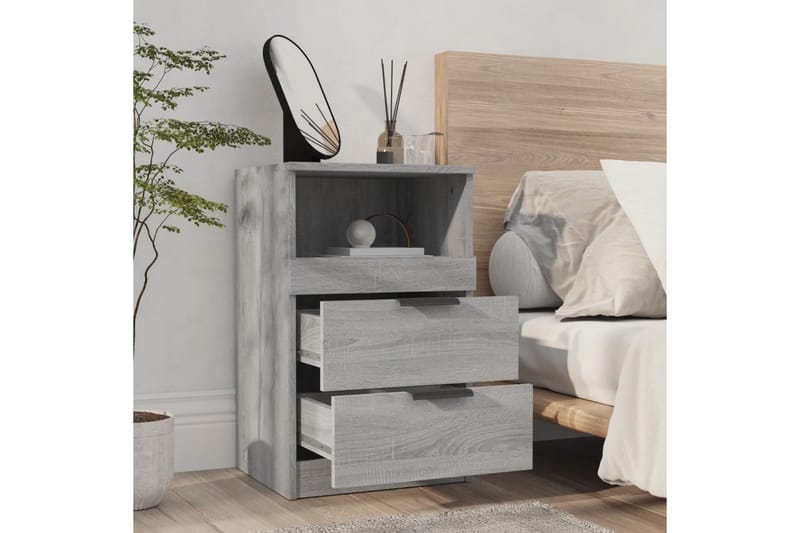 beBasic Sängbord grå sonoma konstruerat trä - Grey - Sängbord & nattduksbord