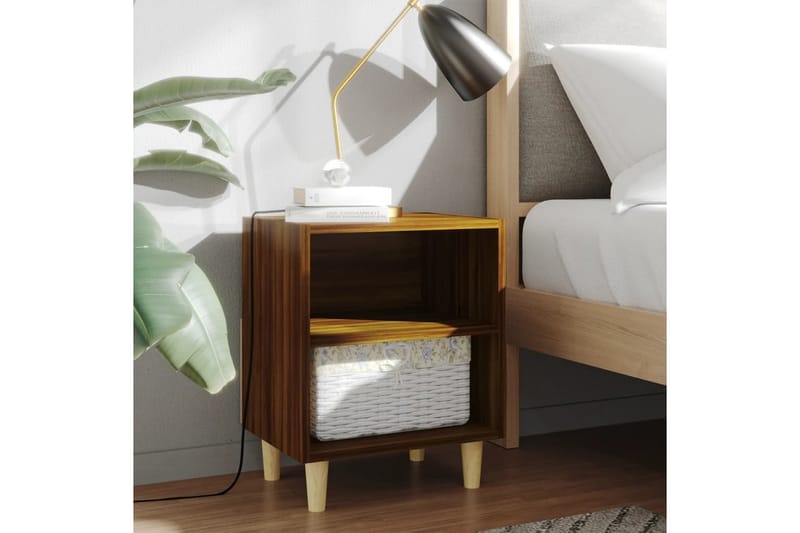beBasic Sängbord med ben i massivt trä 2 st brun ek 40x30x50 cm - Brown - Sängbord & nattduksbord
