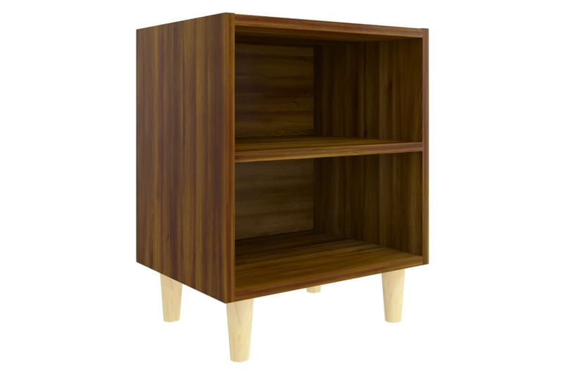 beBasic Sängbord med ben i massivt trä 2 st brun ek 40x30x50 cm - Brown - Sängbord & nattduksbord