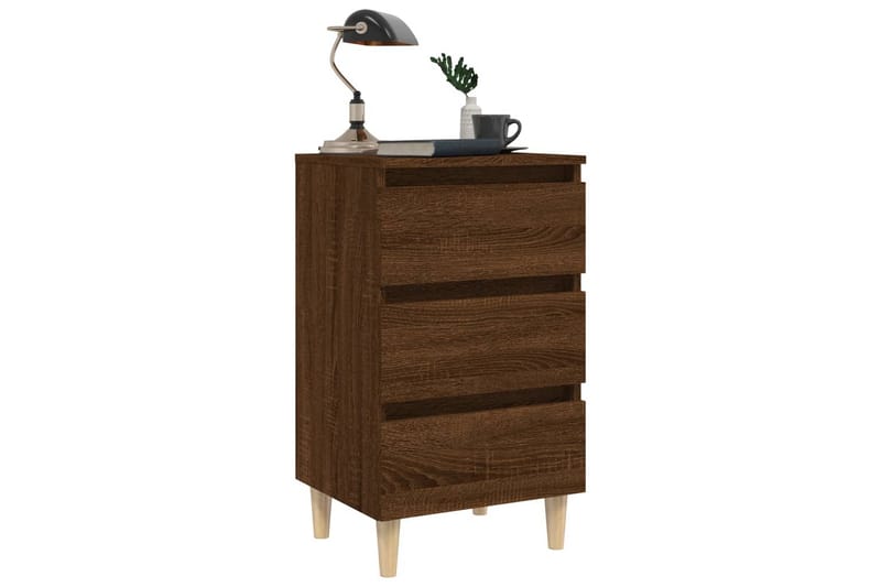 beBasic Sängbord med ben i massivt trä brun 40x35x69 cm - Brown - Möbler - Bord & matgrupper - Avlastningsbord - Sängbord & nattduksbord