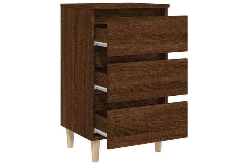 beBasic Sängbord med ben i massivt trä brun 40x35x69 cm - Brown - Möbler - Bord & matgrupper - Avlastningsbord - Sängbord & nattduksbord