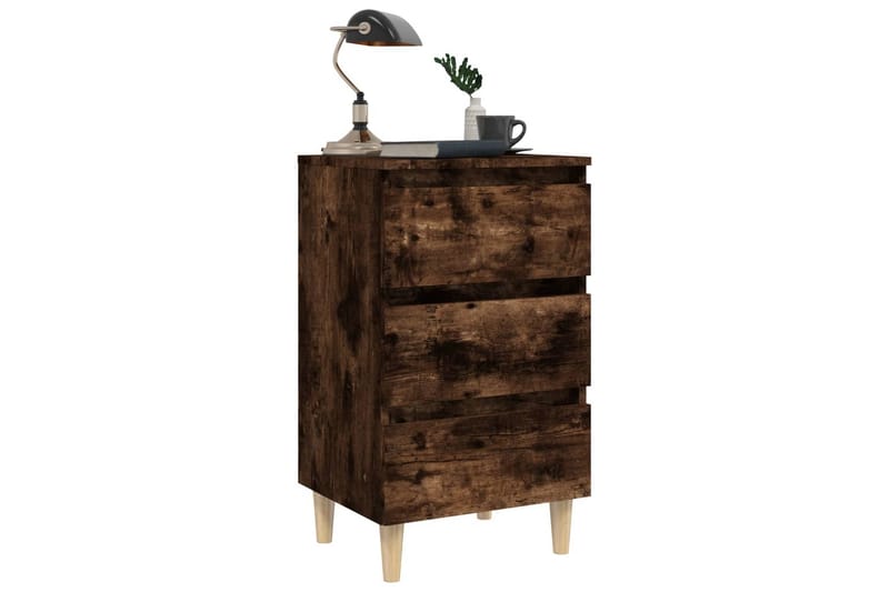 beBasic Sängbord med massiva träben rökfärgad ek 40x35x69 cm - Brown - Möbler - Bord & matgrupper - Avlastningsbord - Sängbord & nattduksbord