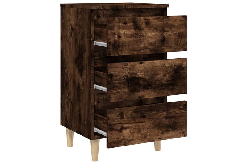 beBasic Sängbord med massiva träben rökfärgad ek 40x35x69 cm - Brown - Möbler - Bord & matgrupper - Avlastningsbord - Sängbord & nattduksbord