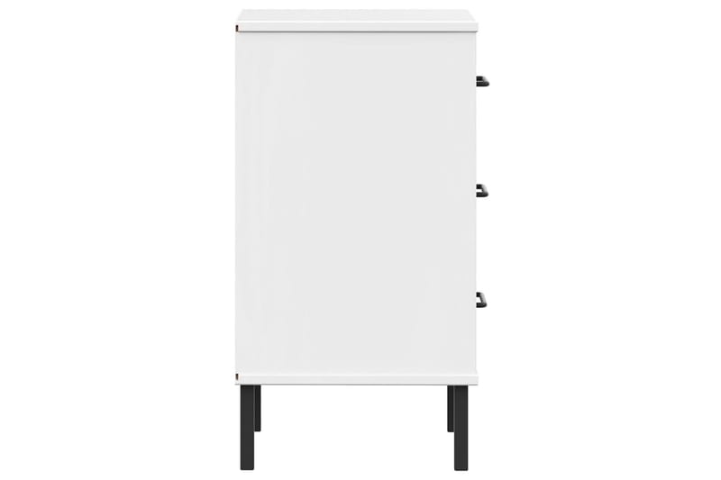 beBasic Sängbord med metallben OSLO vit massiv furu - White - Möbler - Bord & matgrupper - Avlastningsbord - Sängbord & nattduksbord