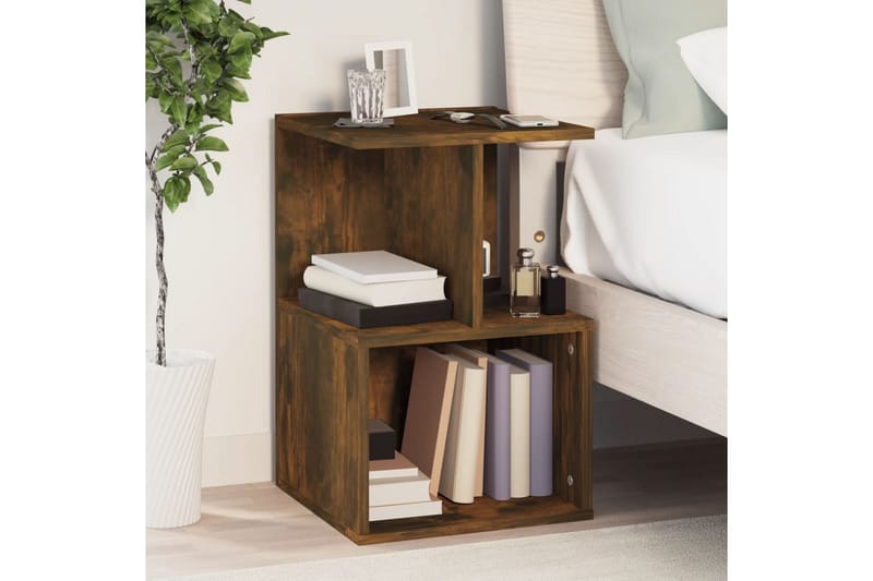 beBasic Sängbord rökfärgad ek 35x35x55 cm konstruerat trä - Brown - Möbler - Bord & matgrupper - Avlastningsbord - Sängbord & nattduksbord