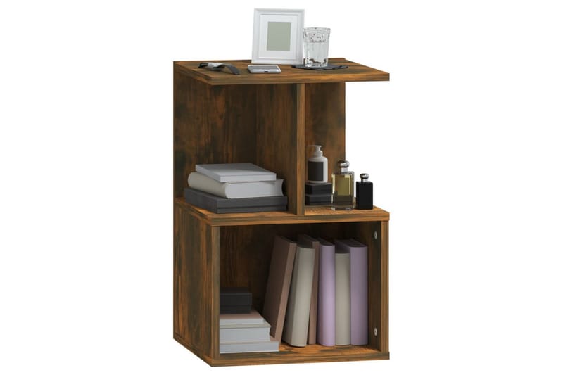 beBasic Sängbord rökfärgad ek 35x35x55 cm konstruerat trä - Brown - Möbler - Bord & matgrupper - Avlastningsbord - Sängbord & nattduksbord