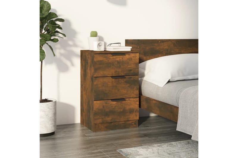 beBasic Sängbord rökfärgad ek 40x36x65 cm - Brown - Möbler - Bord & matgrupper - Avlastningsbord - Sängbord & nattduksbord