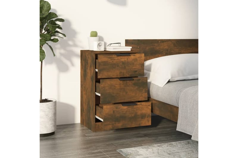 beBasic Sängbord rökfärgad ek 40x36x65 cm - Brown - Möbler - Bord & matgrupper - Avlastningsbord - Sängbord & nattduksbord