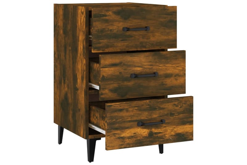 beBasic Sängbord rökfärgad ek 40x40x66 cm konstruerat trä - Brown - Möbler - Bord & matgrupper - Avlastningsbord - Sängbord & nattduksbord