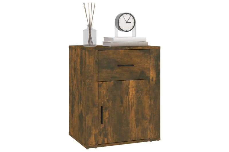 beBasic Sängbord rökfärgad ek 50x36x60 cm konstruerat trä - Brown - Möbler - Bord & matgrupper - Avlastningsbord - Sängbord & nattduksbord
