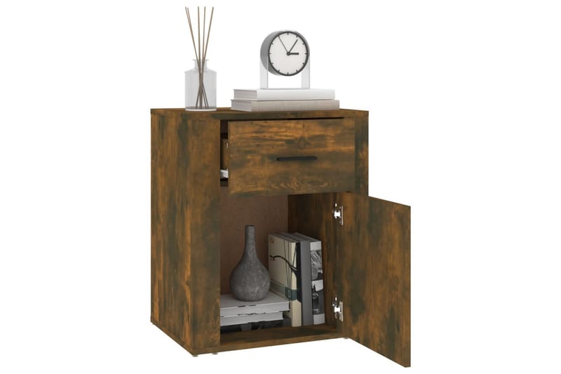 beBasic Sängbord rökfärgad ek 50x36x60 cm konstruerat trä - Brown - Möbler - Bord & matgrupper - Avlastningsbord - Sängbord & nattduksbord