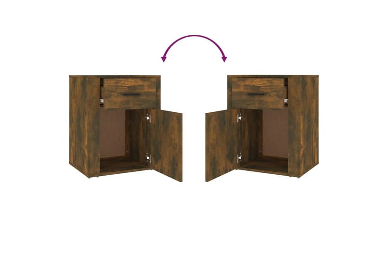 beBasic Sängbord rökfärgad ek 50x36x60 cm konstruerat trä - Brown - Möbler - Bord & matgrupper - Avlastningsbord - Sängbord & nattduksbord