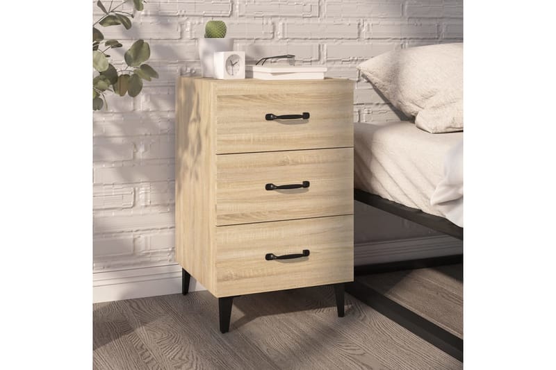 beBasic Sängbord sonoma-ek 40x40x66 konstruerat trä - Brown - Möbler - Bord & matgrupper - Avlastningsbord - Sängbord & nattduksbord