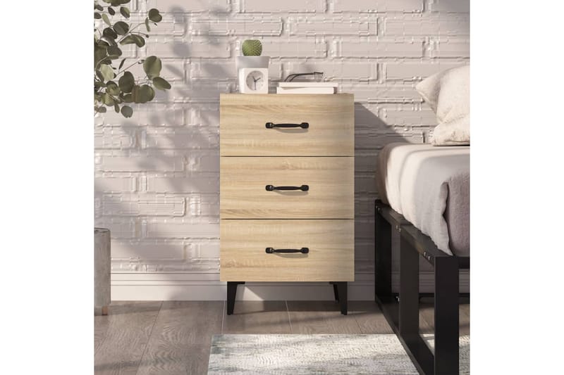 beBasic Sängbord sonoma-ek 40x40x66 konstruerat trä - Brown - Möbler - Bord & matgrupper - Avlastningsbord - Sängbord & nattduksbord