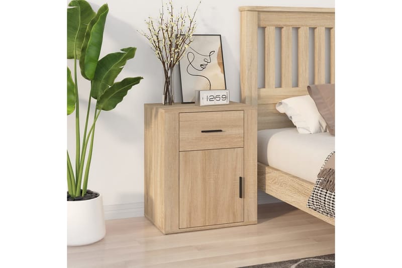 beBasic Sängbord sonoma-ek 50x36x60 cm konstruerat trä - Brown - Möbler - Bord & matgrupper - Avlastningsbord - Sängbord & nattduksbord