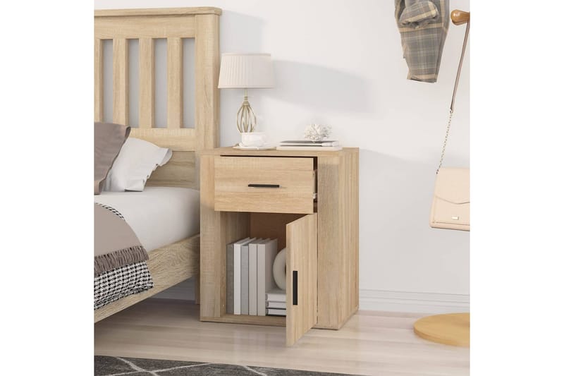 beBasic Sängbord sonoma-ek 50x36x60 cm konstruerat trä - Brown - Möbler - Bord & matgrupper - Avlastningsbord - Sängbord & nattduksbord