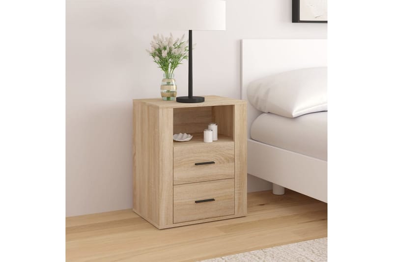 beBasic Sängbord sonoma-ek 50x36x60 cm konstruerat trä - Brown - Möbler - Bord & matgrupper - Avlastningsbord - Sängbord & nattduksbord