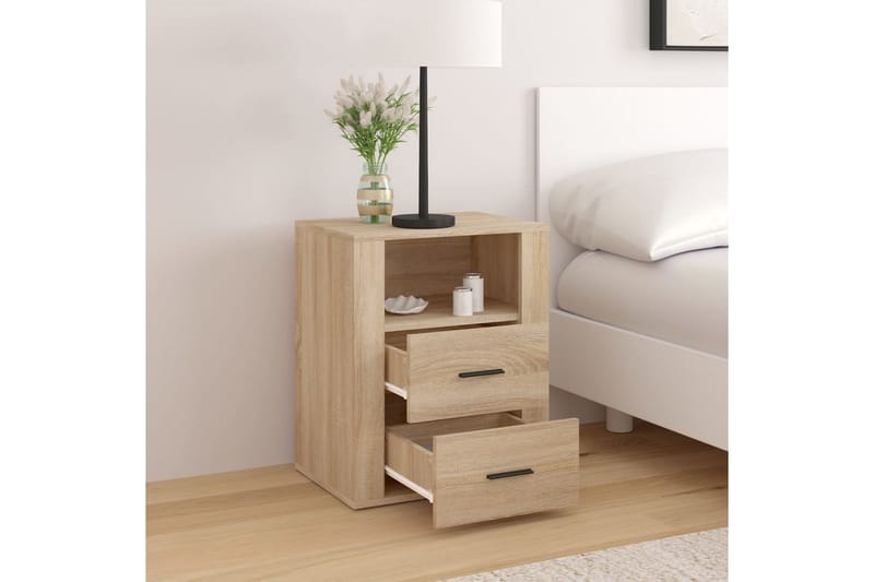 beBasic Sängbord sonoma-ek 50x36x60 cm konstruerat trä - Brown - Möbler - Bord & matgrupper - Avlastningsbord - Sängbord & nattduksbord