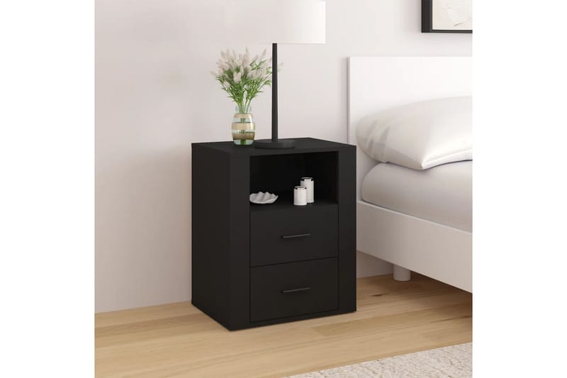 beBasic Sängbord svart 50x36x60 cm konstruerat trä - Black - Möbler - Bord & matgrupper - Avlastningsbord - Sängbord & nattduksbord