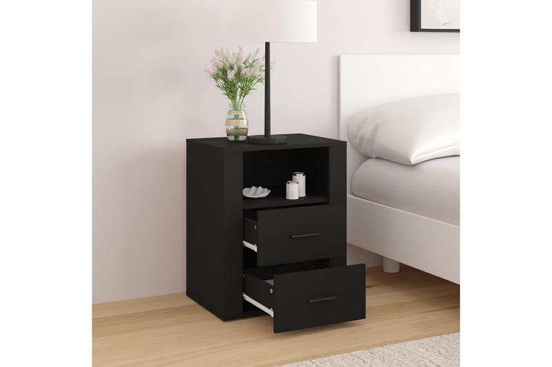 beBasic Sängbord svart 50x36x60 cm konstruerat trä - Black - Sängbord & nattduksbord