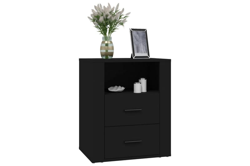 beBasic Sängbord svart 50x36x60 cm konstruerat trä - Black - Möbler - Bord & matgrupper - Avlastningsbord - Sängbord & nattduksbord