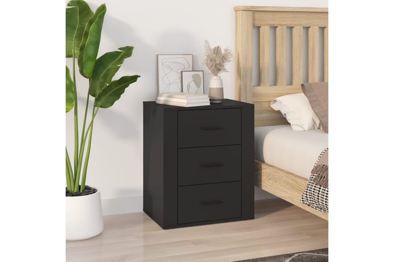 beBasic Sängbord svart 50x36x60 cm konstruerat trä - Black - Möbler - Bord & matgrupper - Avlastningsbord - Sängbord & nattduksbord