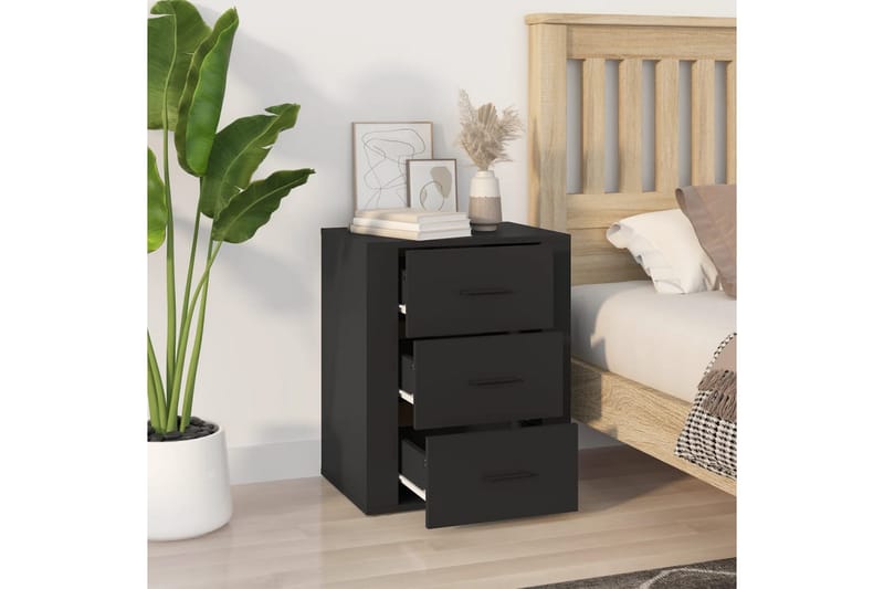 beBasic Sängbord svart 50x36x60 cm konstruerat trä - Black - Möbler - Bord & matgrupper - Avlastningsbord - Sängbord & nattduksbord