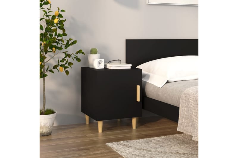 beBasic Sängbord svart konstruerat trä - Black - Möbler - Bord & matgrupper - Avlastningsbord - Sängbord & nattduksbord