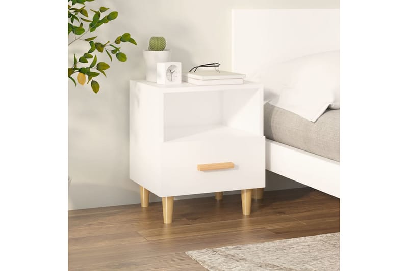 beBasic Sängbord vit 40x35x47 cm - White - Möbler - Bord & matgrupper - Avlastningsbord - Sängbord & nattduksbord