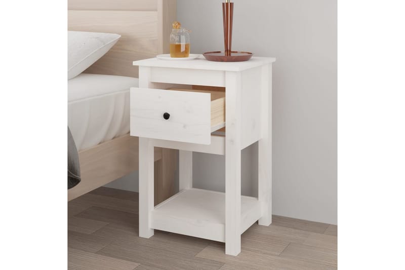 beBasic Sängbord vit 40x35x61,5 cm massiv furu - Möbler - Bord & matgrupper - Avlastningsbord - Sängbord & nattduksbord
