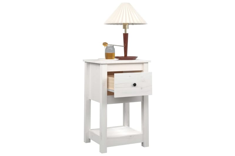 beBasic Sängbord vit 40x35x61,5 cm massiv furu - Möbler - Bord & matgrupper - Avlastningsbord - Sängbord & nattduksbord