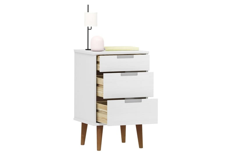 beBasic Sängbord vit 40x35x65 cm massiv furu - White - Möbler - Bord & matgrupper - Avlastningsbord - Sängbord & nattduksbord