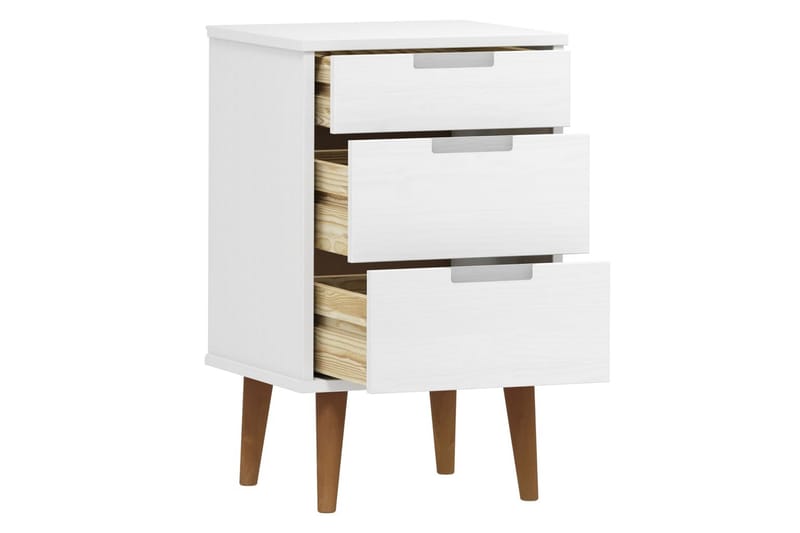 beBasic Sängbord vit 40x35x65 cm massiv furu - White - Möbler - Bord & matgrupper - Avlastningsbord - Sängbord & nattduksbord
